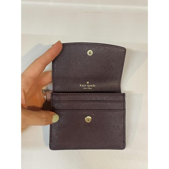 Kate Spade Wallet Womens Purple Saffiano Leather Small Bifold ID Window Zip Coin - Picture 3 of 9